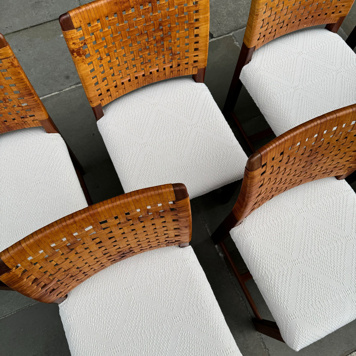 Eight Teak & Leather Chairs/ Carl-Gustaf Hiort af Ornäs, Finland, 1950s