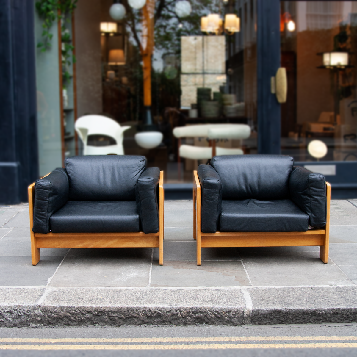 A Pair of Beech 'Bastiano' Lounge Chairs / Afra & Tobia Scarpa A Pair of Beech 'Bastiano' Lounge Chairs / Afra & Tobia Scarpa