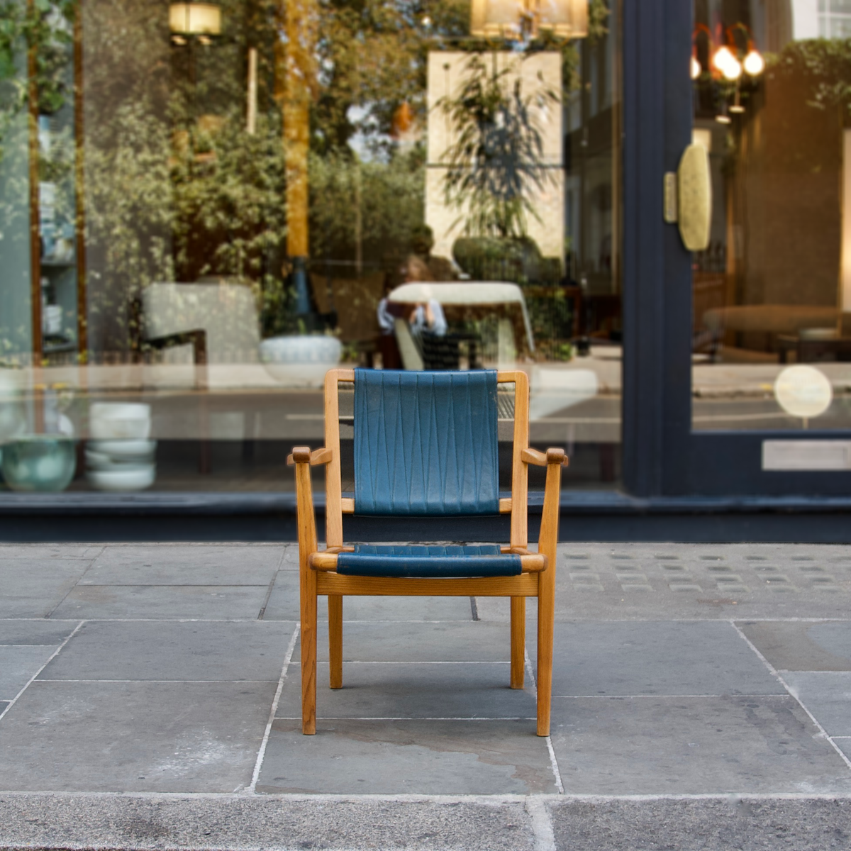 Teal leather deals armchair