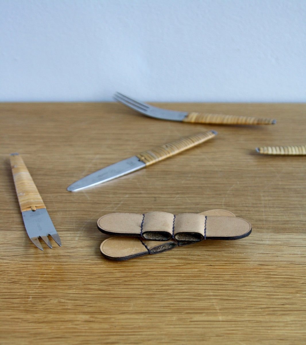 Two Sets of Knives & Forks with Leather Holster, Carl Auböck 