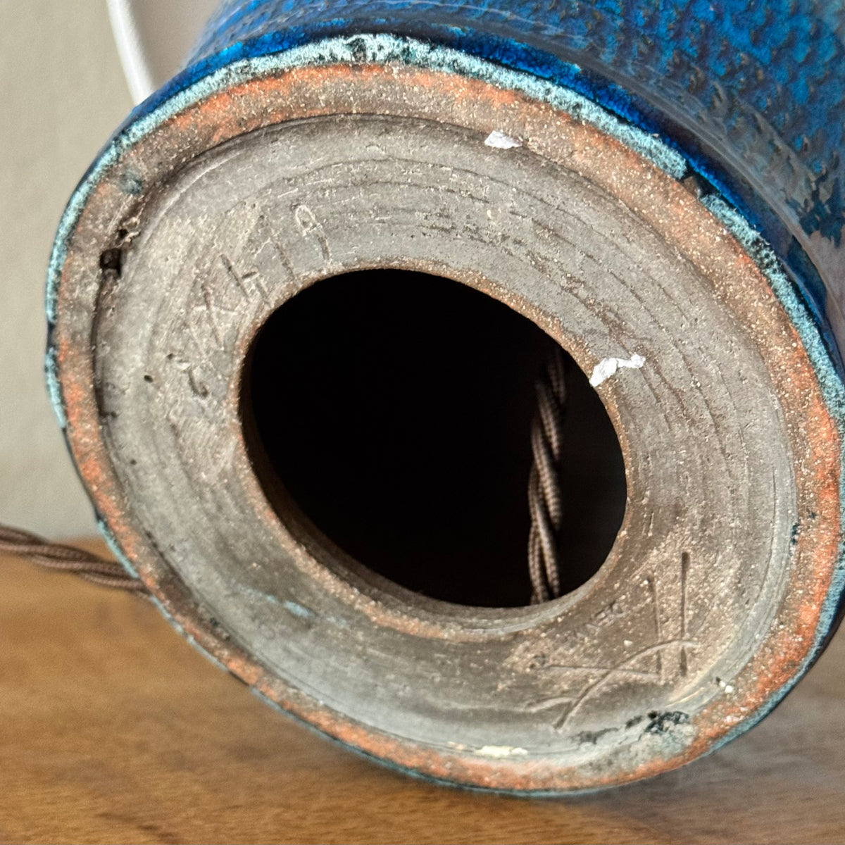 Blue Stoneware/ Table Lamp #4/ Nils Kähler, Denmark/ 1960s