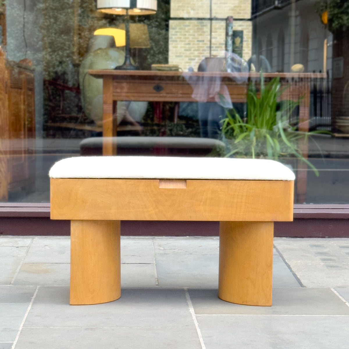 An upholstered plywood bench designed by British Modernist, Gerald Summers and manufactured by his company, Makers of Simple Furniture (1931-1940).