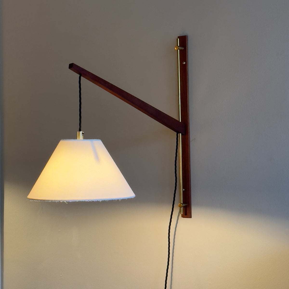Teak & Brass Wall Light/ Denmark, 1950s