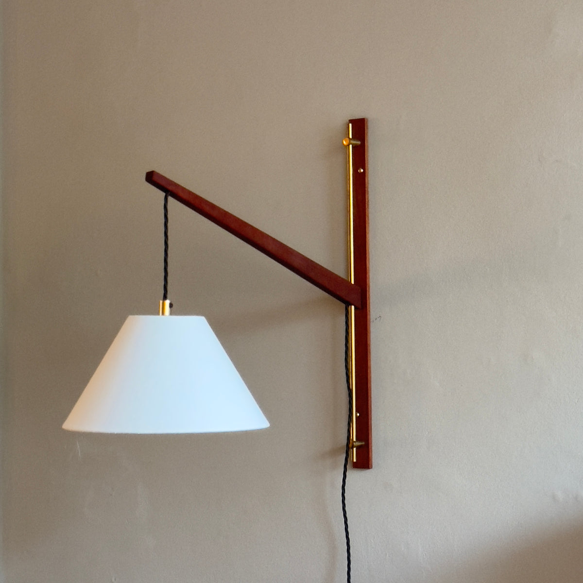 Teak & Brass Wall Light/ Denmark, 1950s