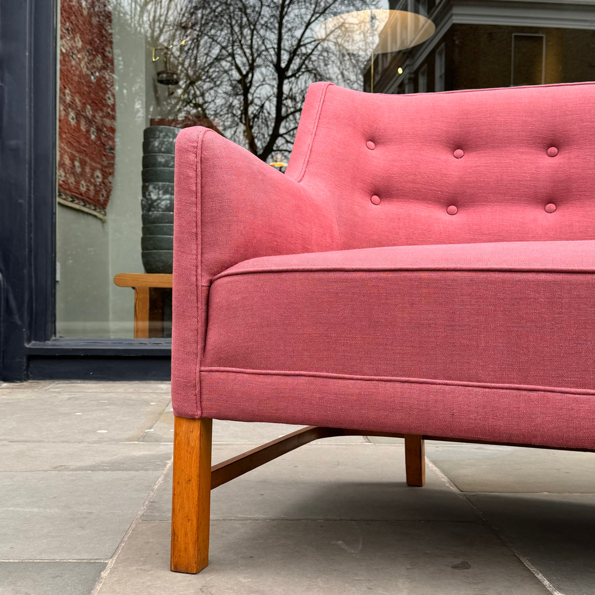 Pale Red Sofa/Peter Hvidt &/ Orla Mølgaard-Nielsen/ Denmark, 1940s Pale Red Sofa/Peter Hvidt &/ Orla Mølgaard-Nielsen/ Denmark, 1940s