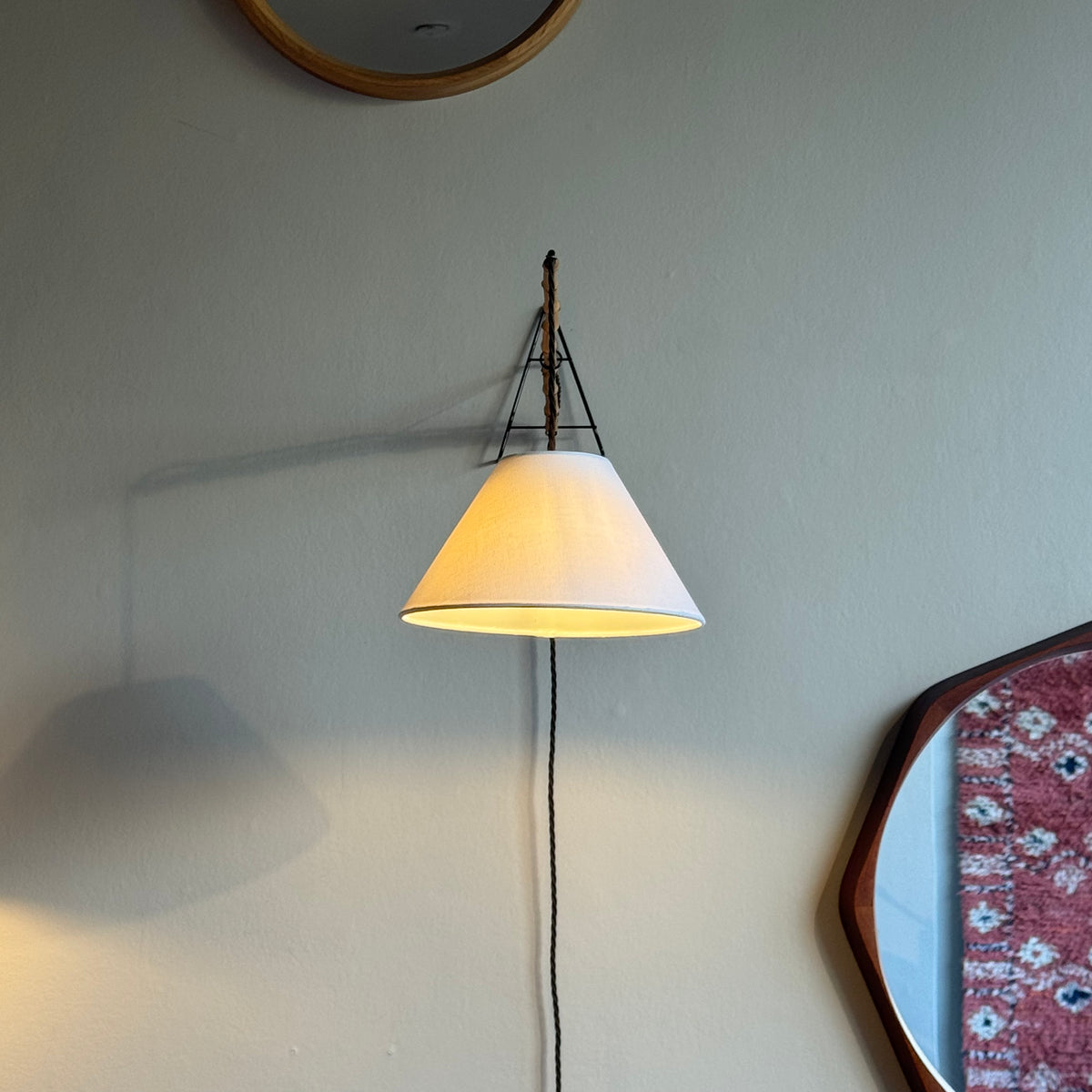 Wire and Bamboo Wall Light/ 1950s