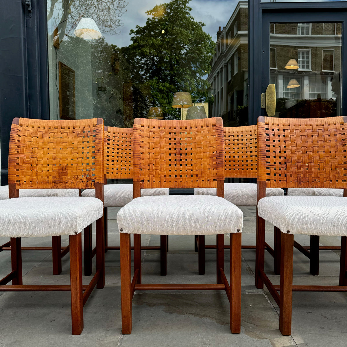 Eight Teak & Leather Chairs/ Carl-Gustaf Hiort af Ornäs, Finland, 1950s