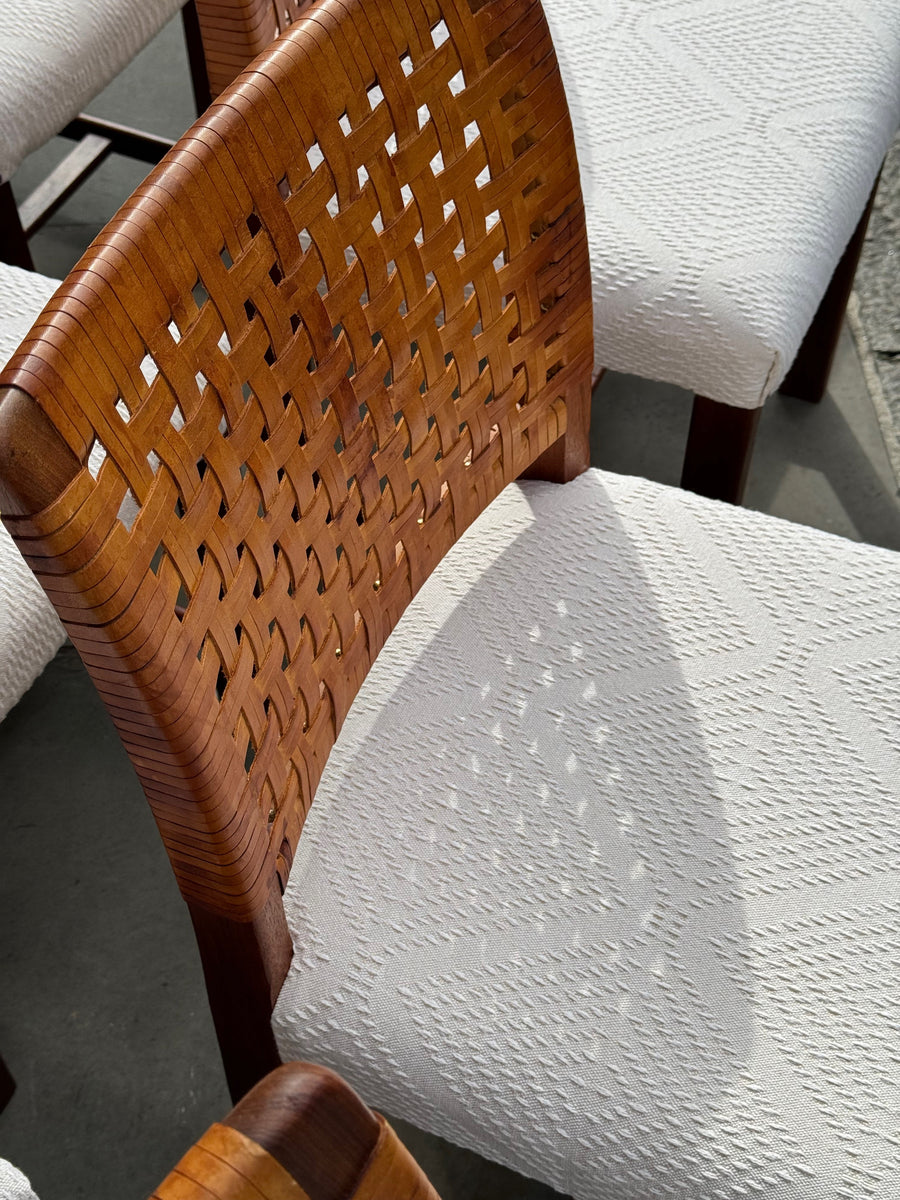 Eight Teak & Leather Chairs/ Carl-Gustaf Hiort af Ornäs, Finland, 1950s