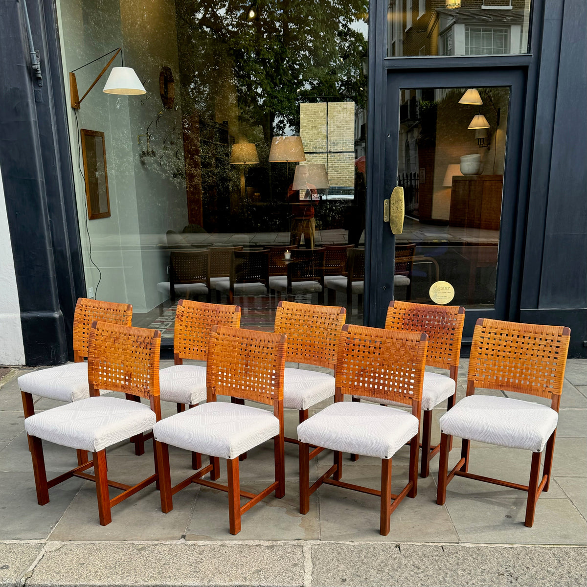 Eight Teak & Leather Chairs/ Carl-Gustaf Hiort af Ornäs, Finland, 1950s