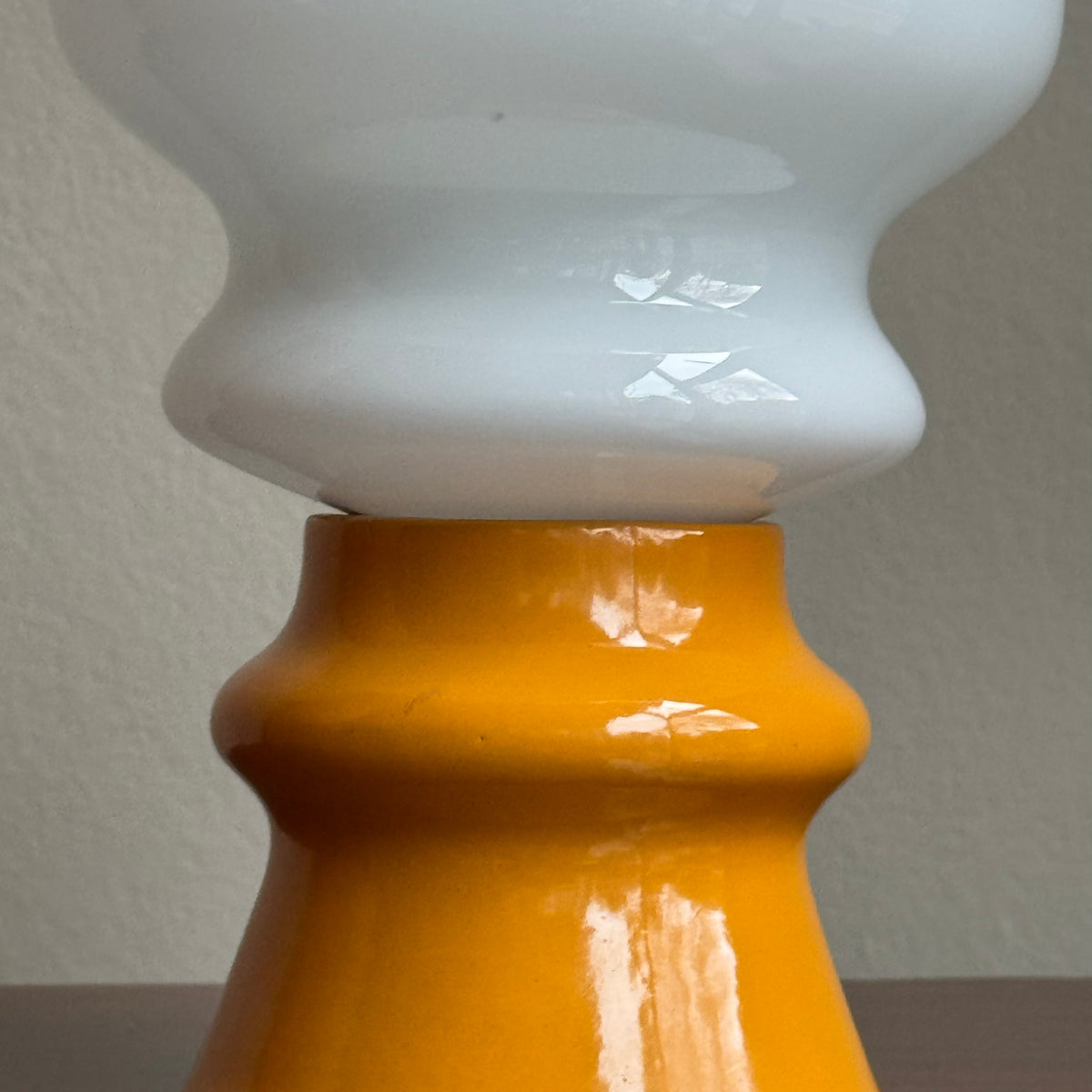 Yellow Ceramic & Opal Glass Table Lamp/ Ivan Jakeš/ Czechia, 1960s