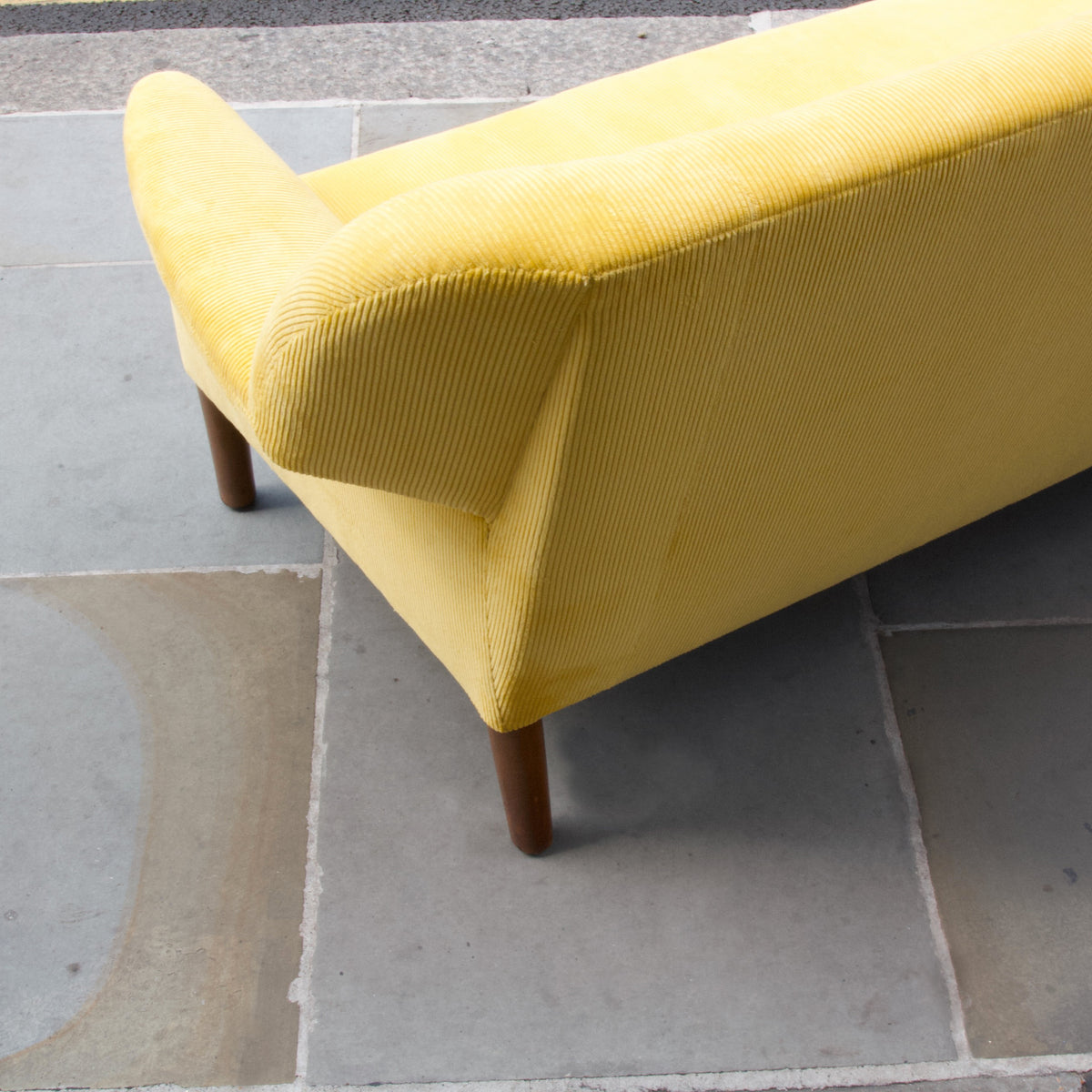 Yellow Corduroy Four-Seater Sofa / Ejner Larsen & Aksel Bender Madsen