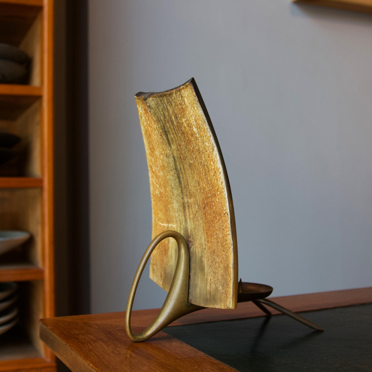 Horn and Brass Tea Light Holder / Carl Aubock III c.1949