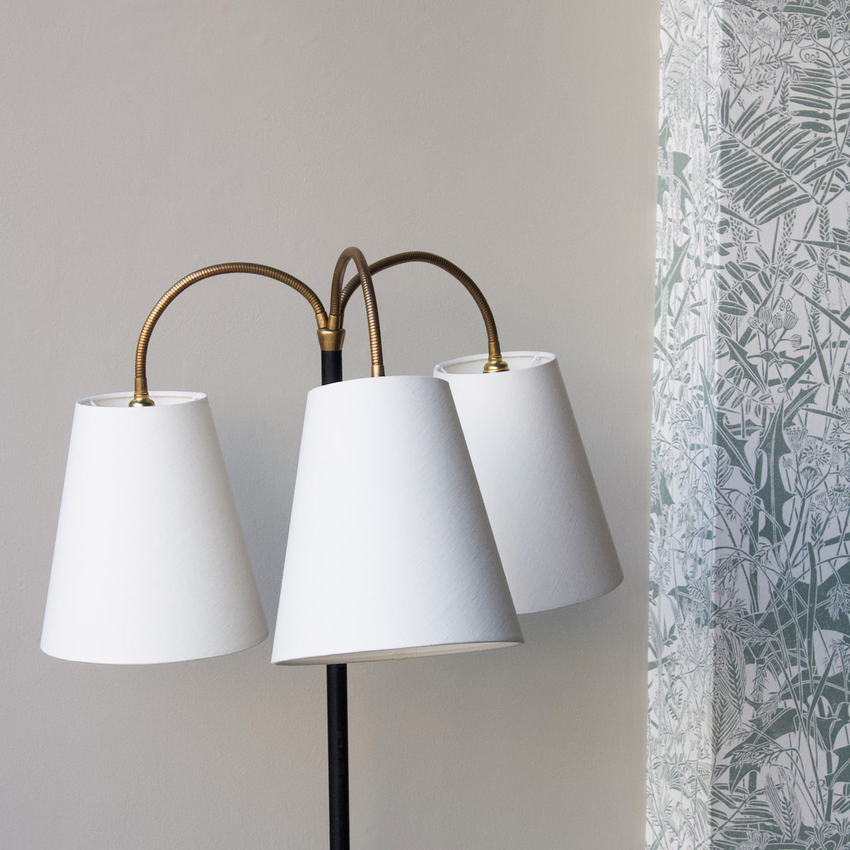 Three Headed Floor Lamp with 'Atomic' Style Base / Danish 1950s