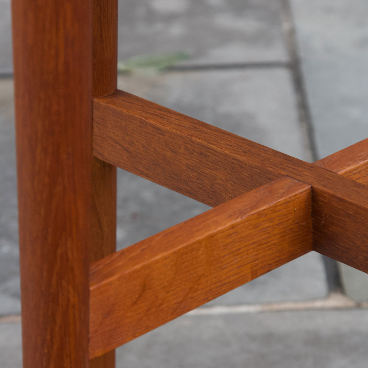 Oiled Oak & Linoleum Side Table/ Danish, 1950s