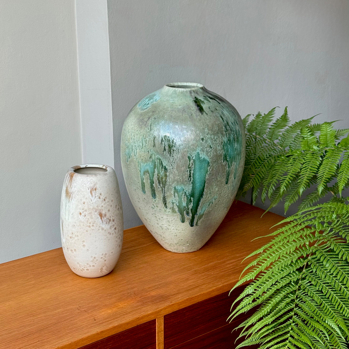 Medium Baluster Vase/ Green Glaze