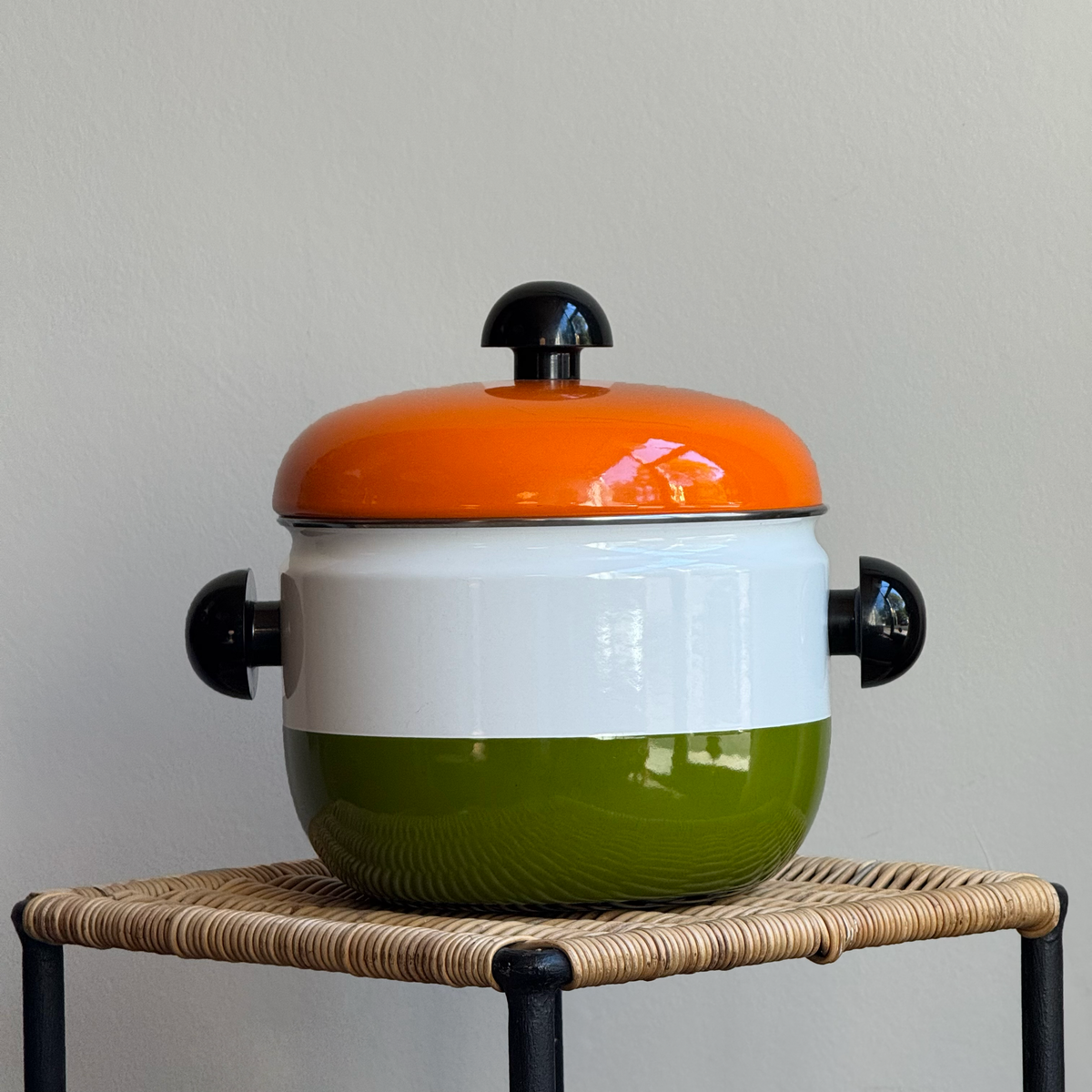 White, Green & Orange/ Enamel Pot/ Carl Auböck III/ Riess, 1970s ...