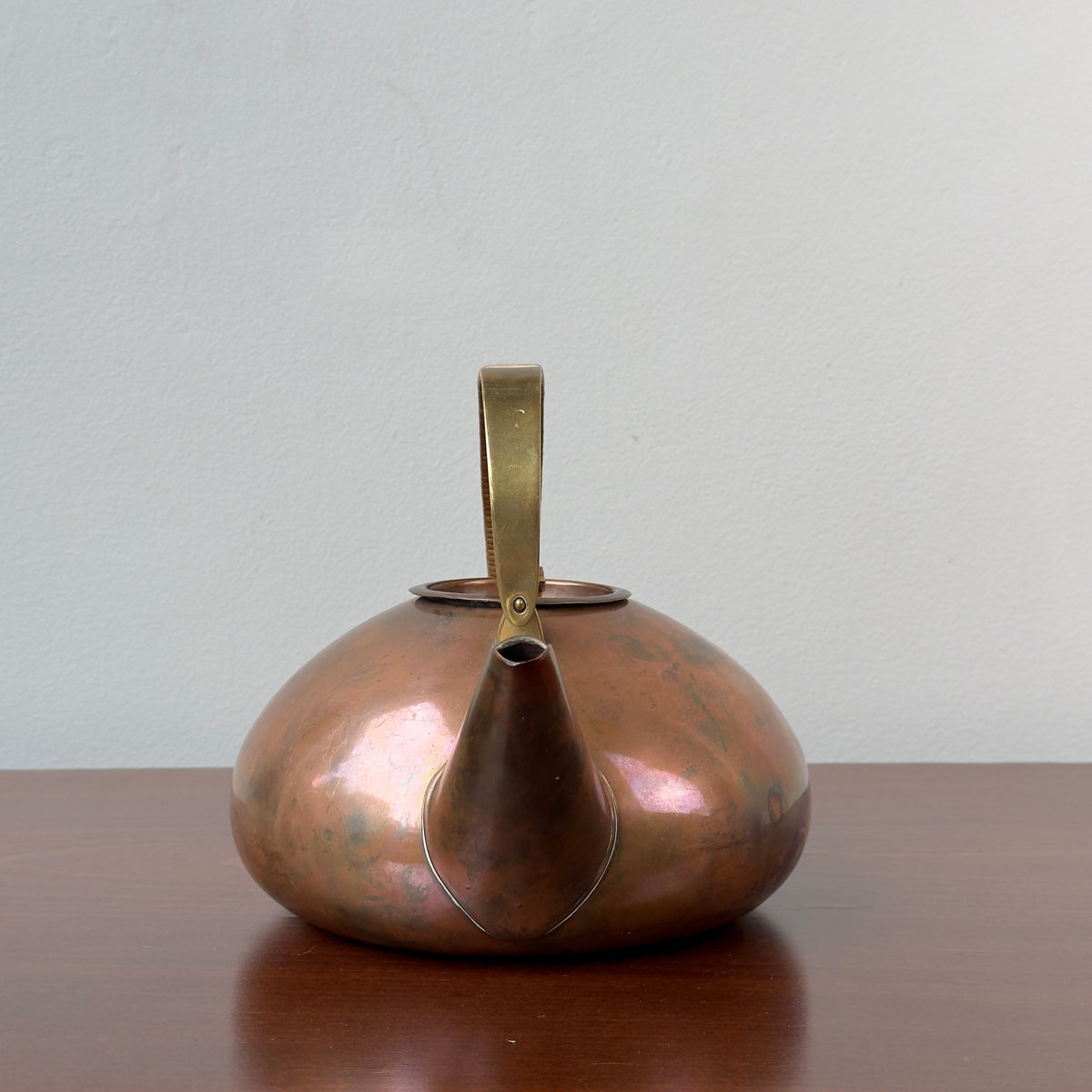 Copper, Brass & Wicker/ Teapot /Carl Auböck II, 1950s