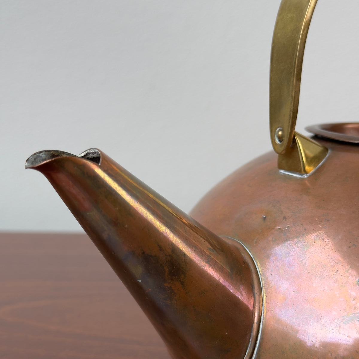 Copper, Brass & Wicker/ Teapot /Carl Auböck II, 1950s
