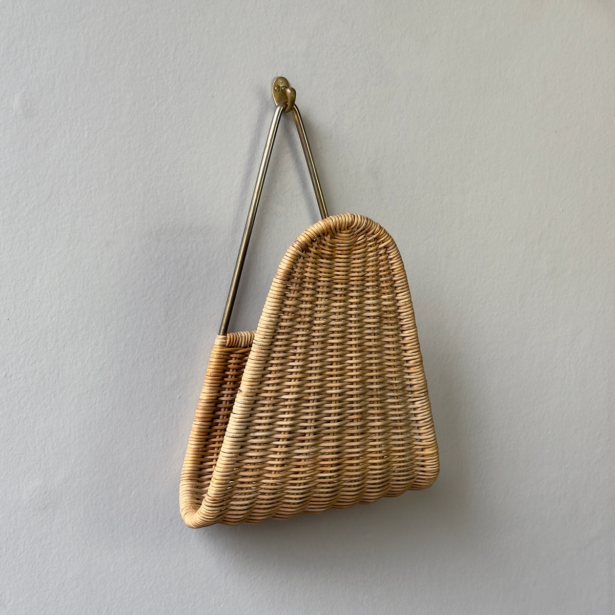 Wall-Mounted Wicker/ Magazine Rack/ Carl Auböck II, 1950s