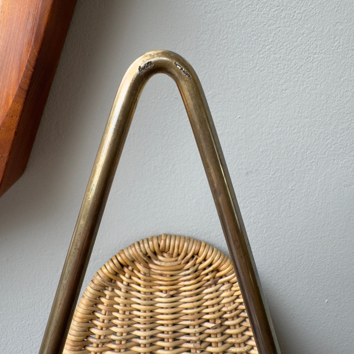 Wall-Mounted Wicker/ Magazine Rack/ Carl Auböck II, 1950s