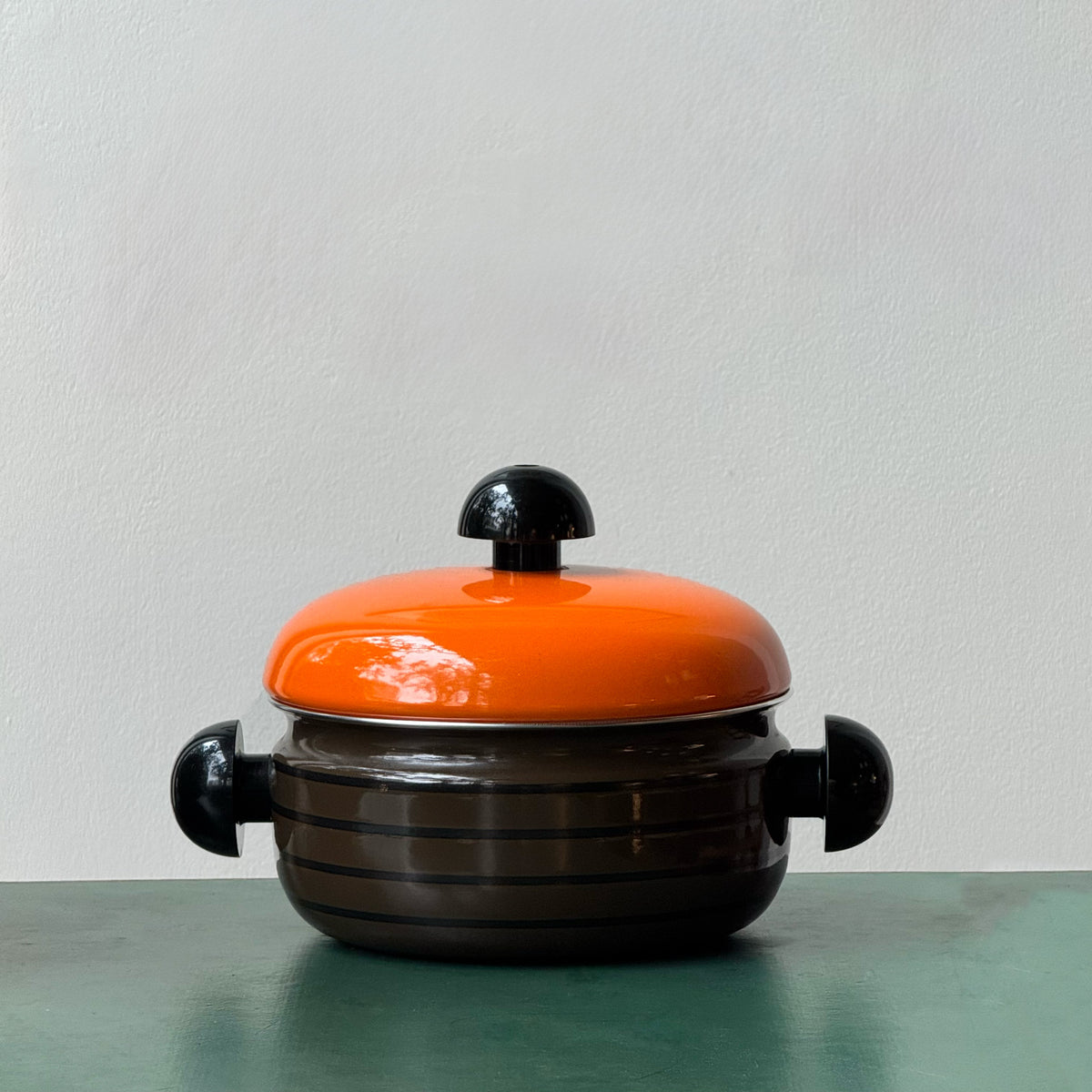 Brown & Orange Enamel Pot Carl Auböck III Riess, 1970s