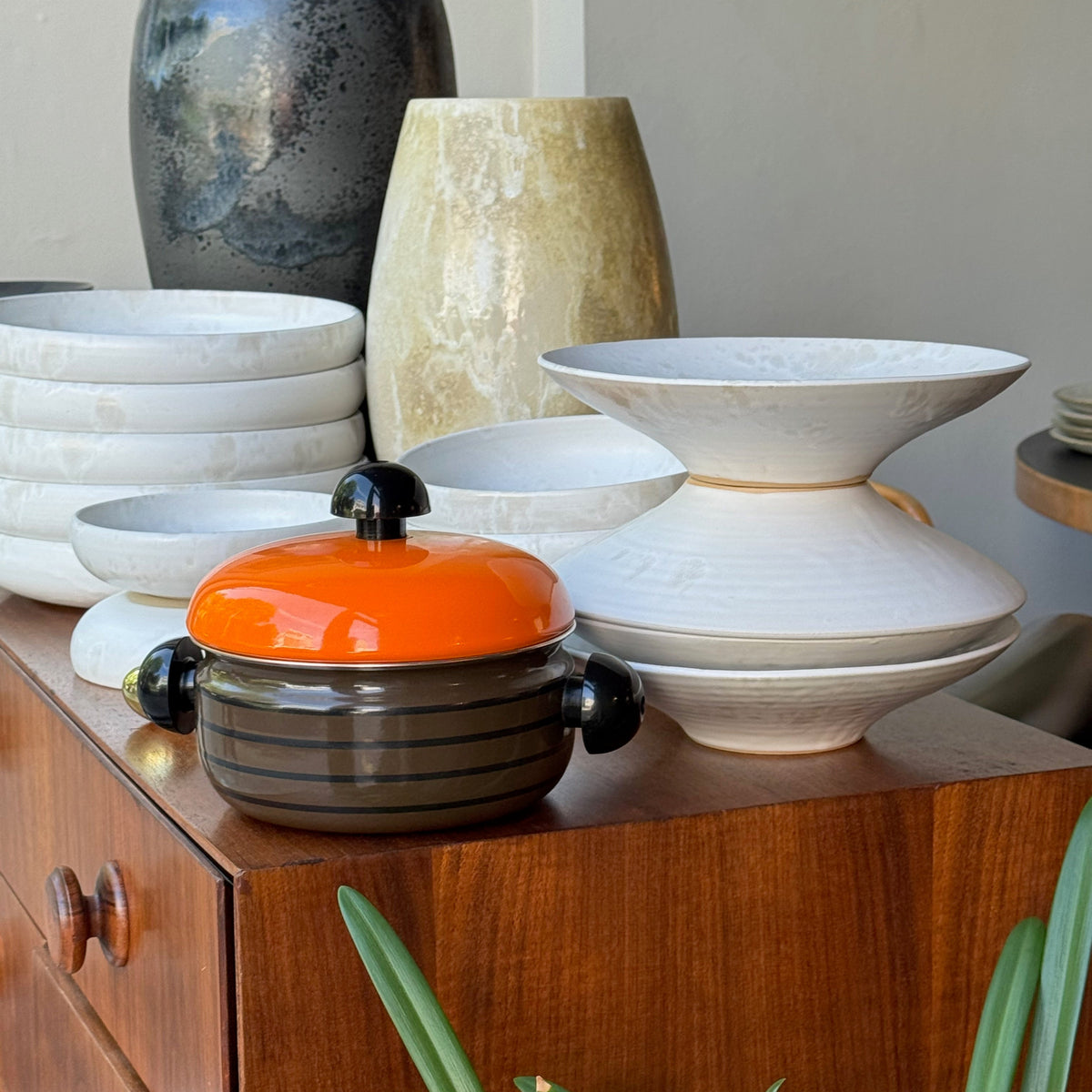 Brown & Orange Enamel Pot Carl Auböck III Riess, 1970s – Sigmar London