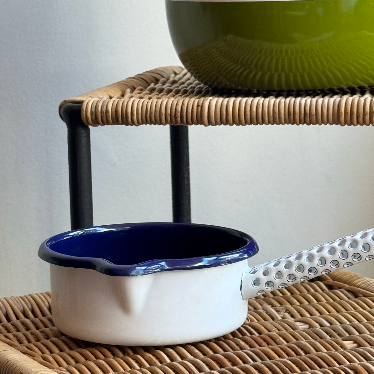 Blue & White/ Enamel Milk Pan/ Carl Auböck III/ – Sigmar London