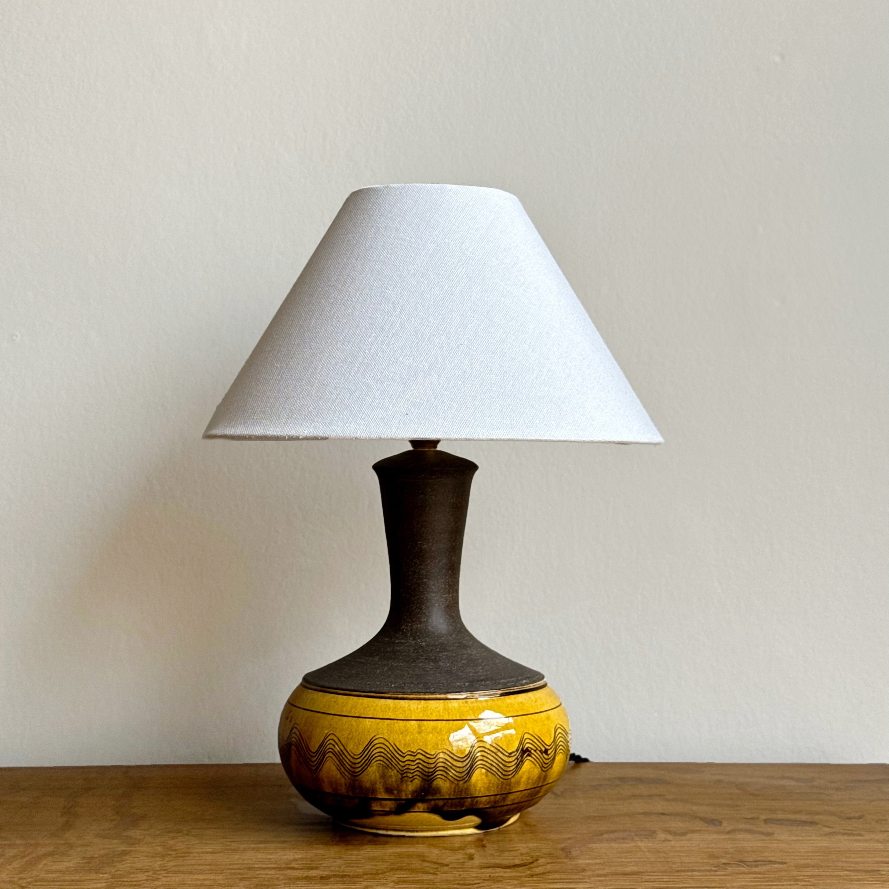 Mid-Century Yellow Stoneware Table Lamp #1 Nils Kähler, Denmark