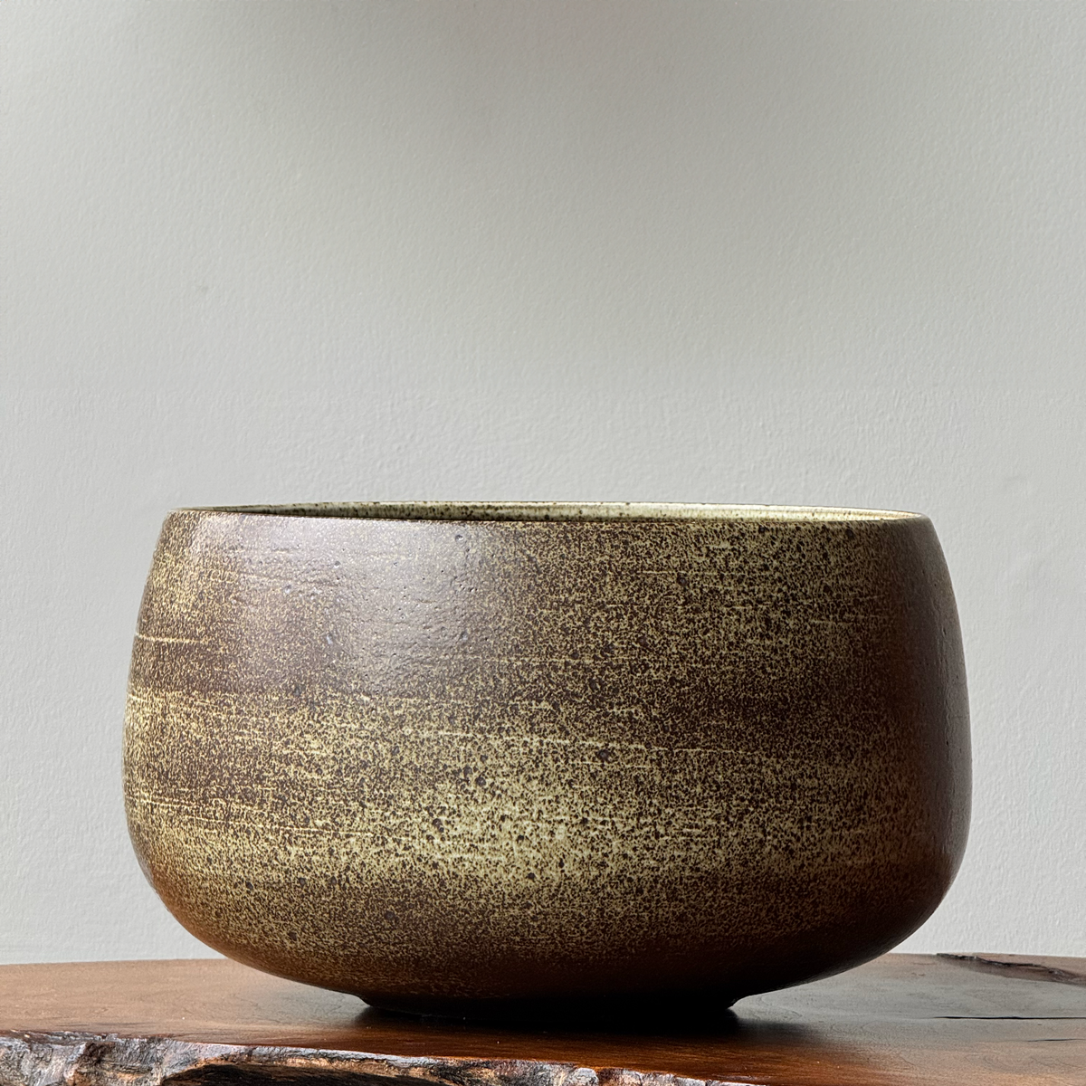 Extra Large Stoneware Planter/ Brown & Beige