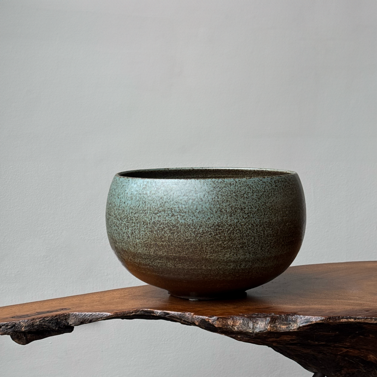 Large Stoneware Planter/ Brown & Blue