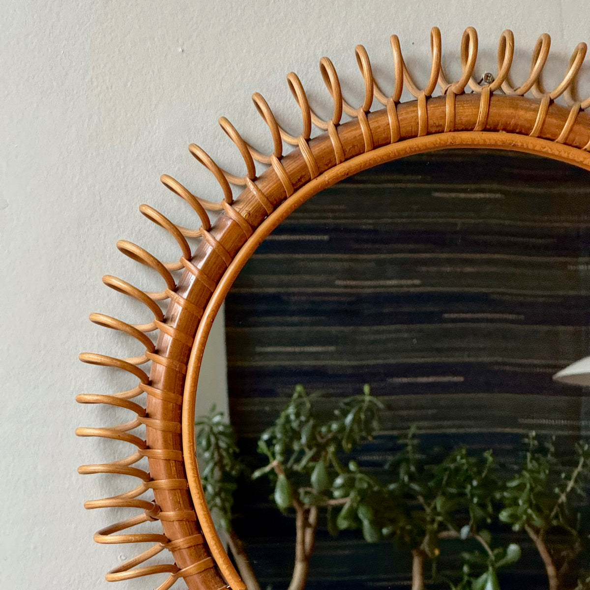 Mid Century Vintage Circular Rattan Mirror/ Italy, 1950s. – Sigmar London