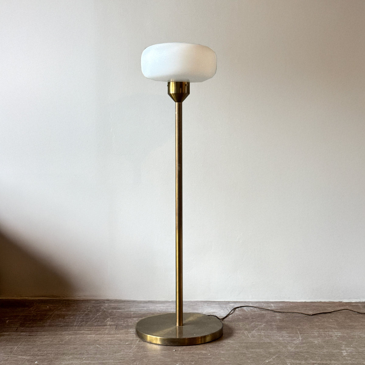 Brass and Opal Glass/ Floor Lamp / Hotel Praha, 1970s