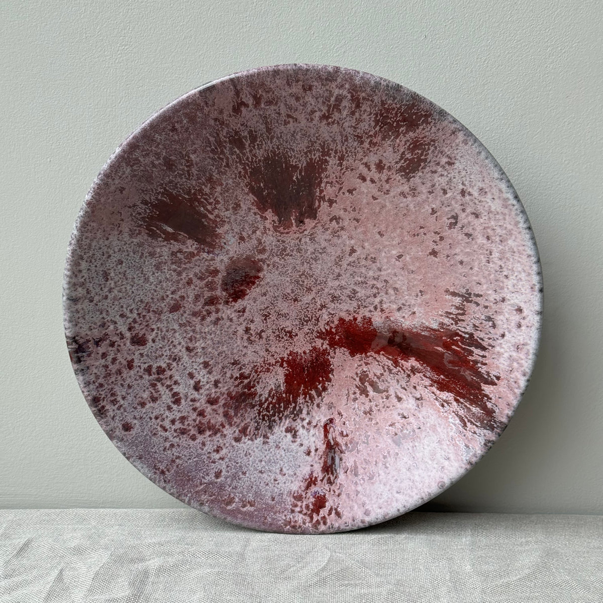 Unique red glazed stoneware platter by K.H. Würtz, art piece. 