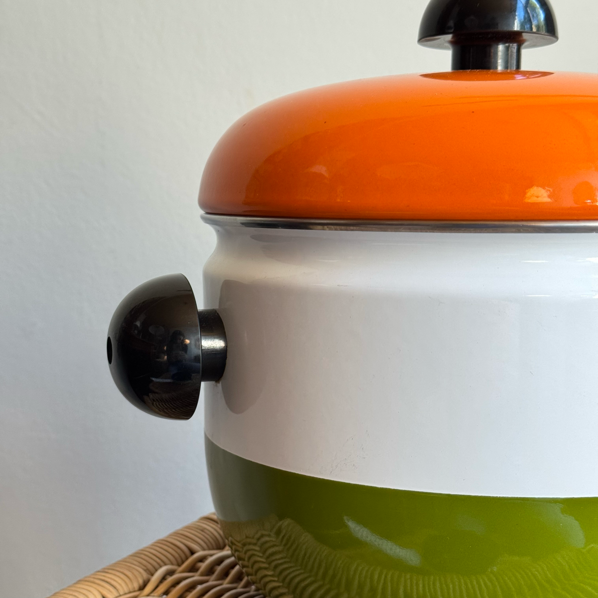 White, Green & Orange/ Enamel Pot/ Carl Auböck III/ Riess, 1970s ...