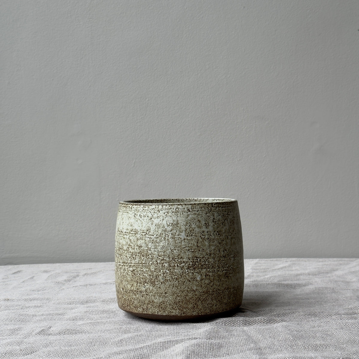 Small Tapered Planter/ White & Brown