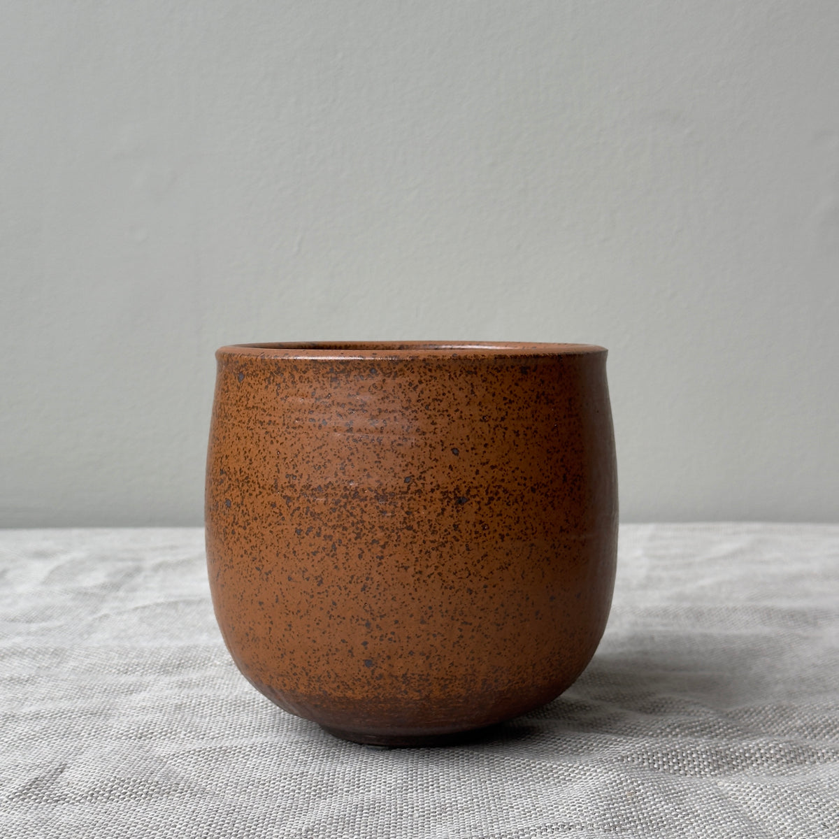 Small Stoneware Planter/ Orange & Brown