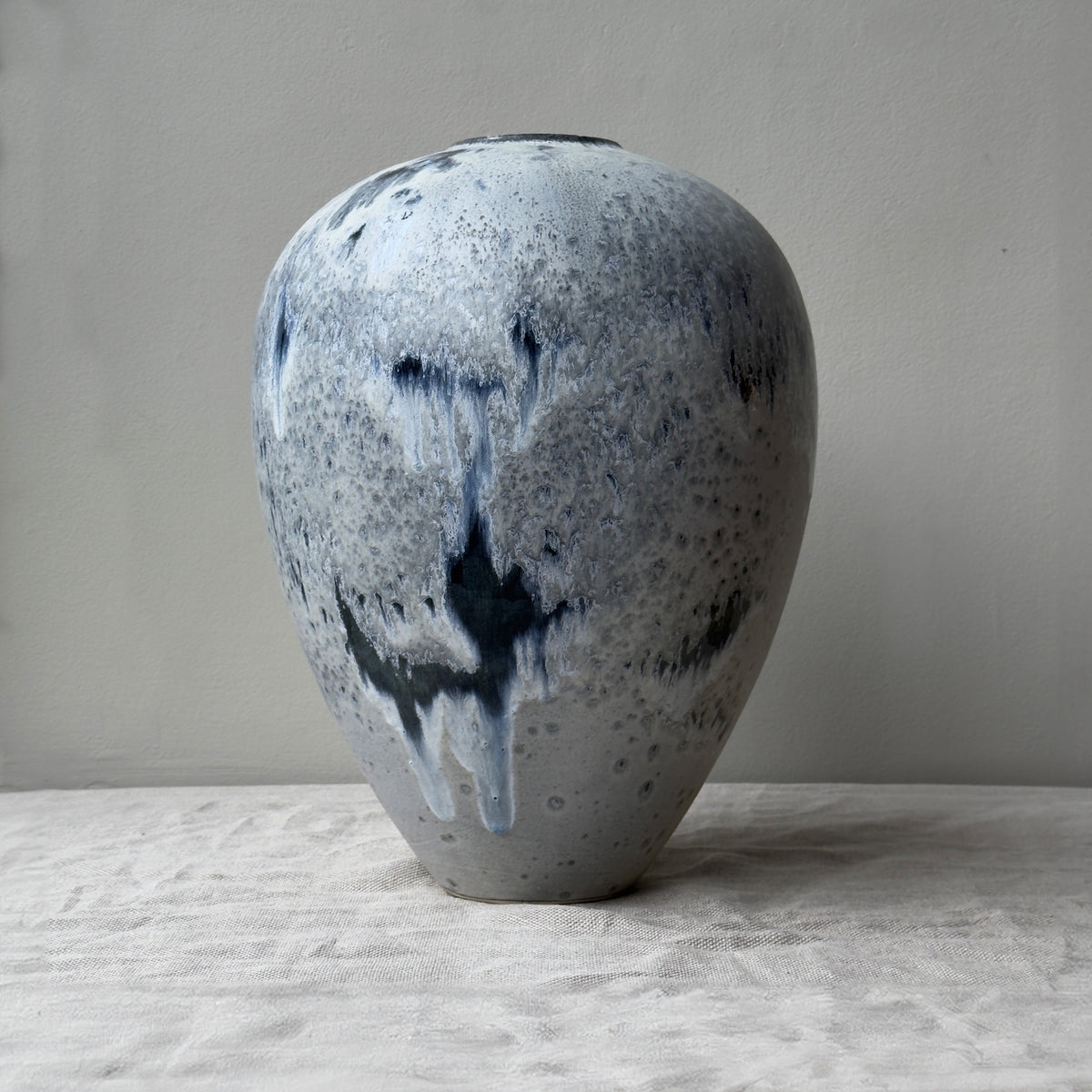 Large Baluster Vase/ Blue & Grey Glaze
