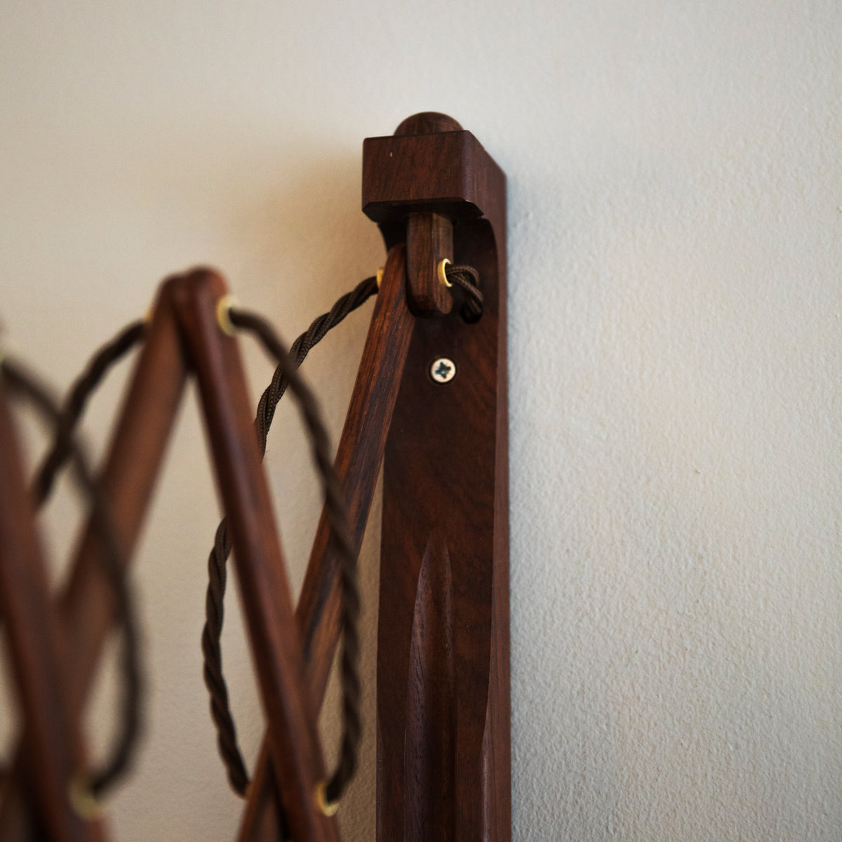 Small Rosewood 'Sax' Wall Lamp / Erik Hansen for Le Klint, 1952