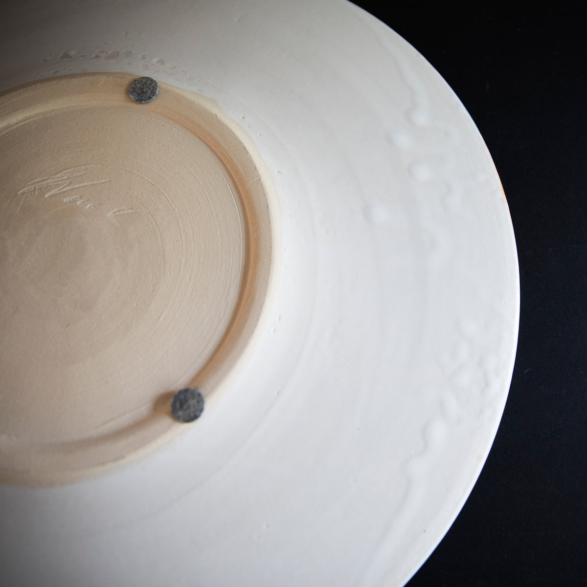 Large Art Plate / Blue, Orange & White Glaze