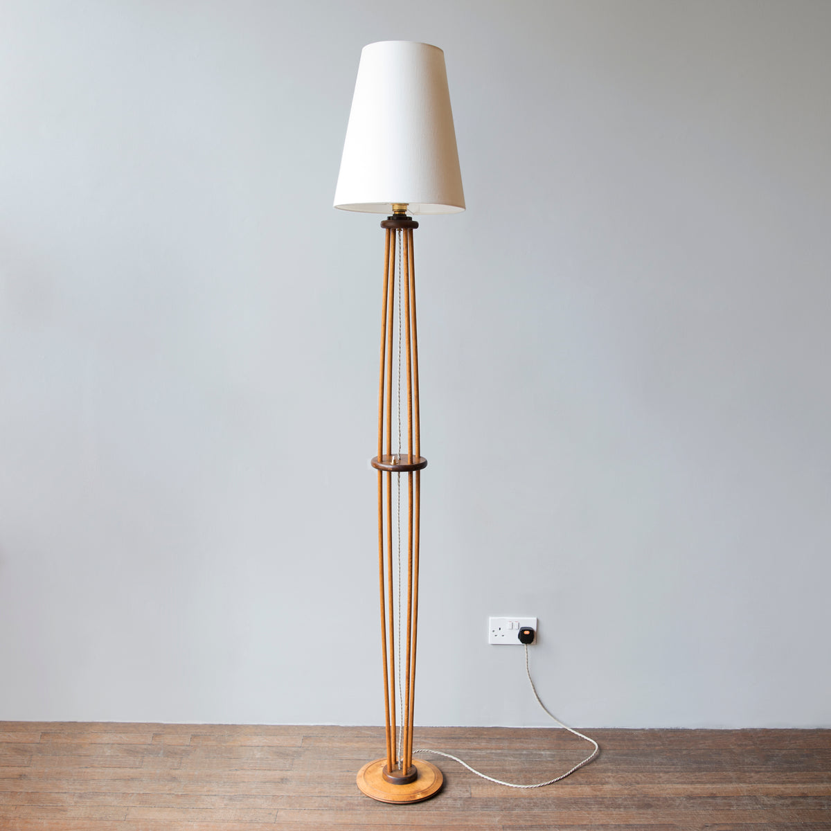 Unique Modernist Wooden Floor Lamp / England, C. 1951