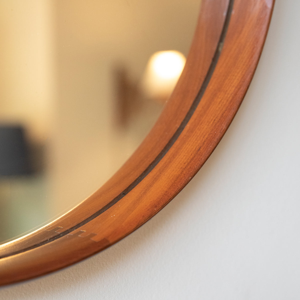 Round Teak Wall Mirror / Denmark, 1950s