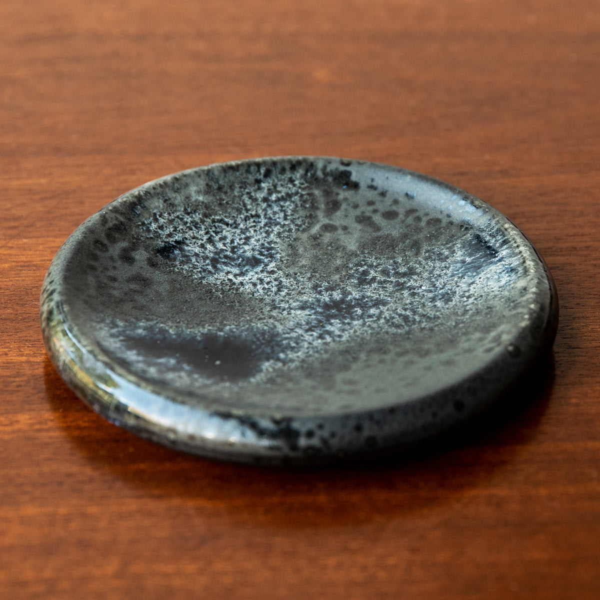 Small Rimmed Plate / Black / Shape #2, Glaze E