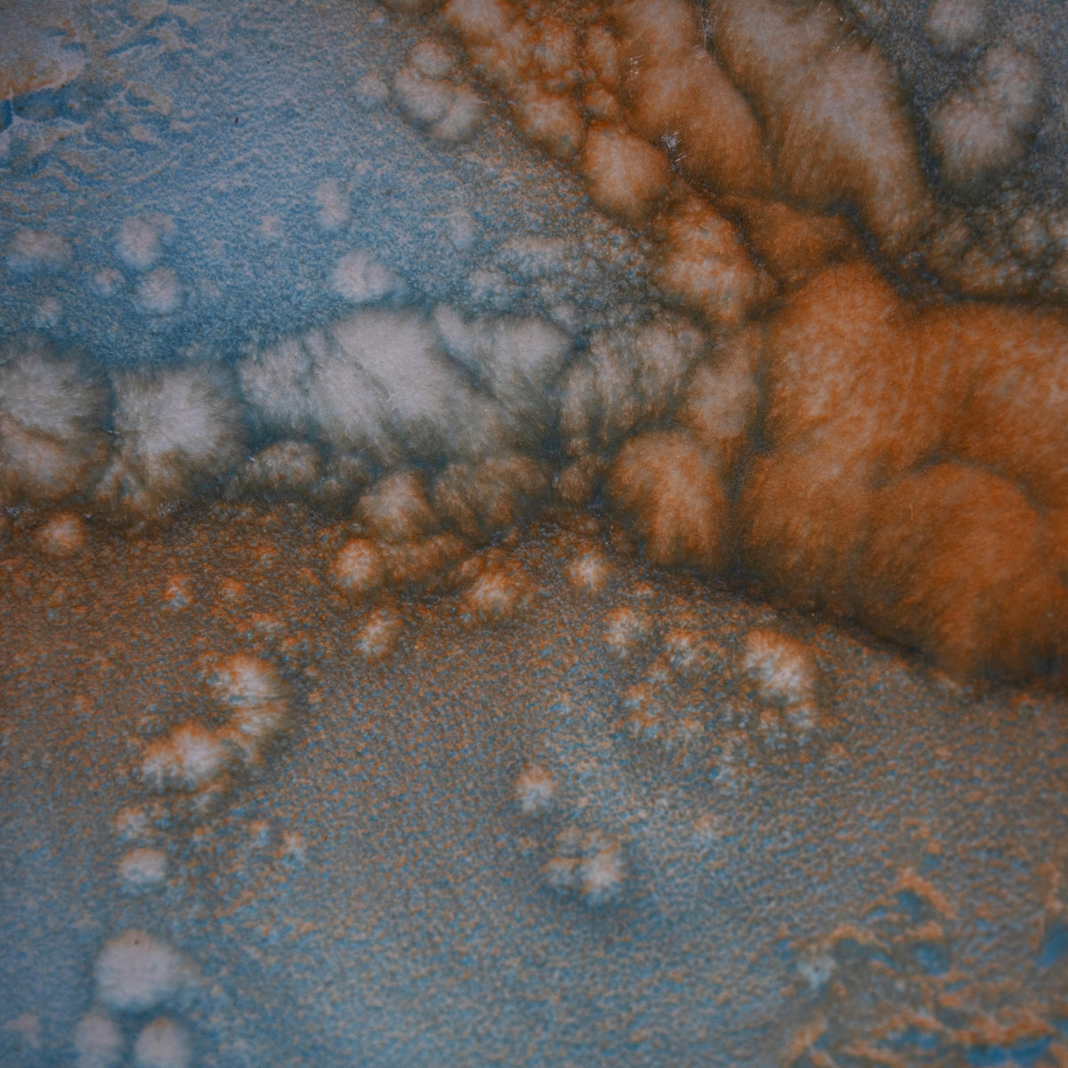 Large Art Plate / Blue, Orange & White Glaze