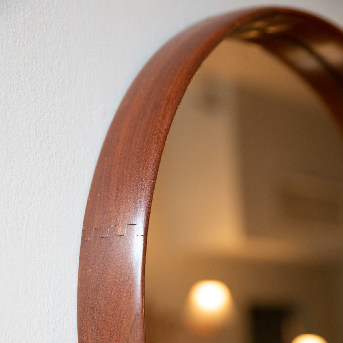 Round Teak Wall Mirror / Denmark, 1950s