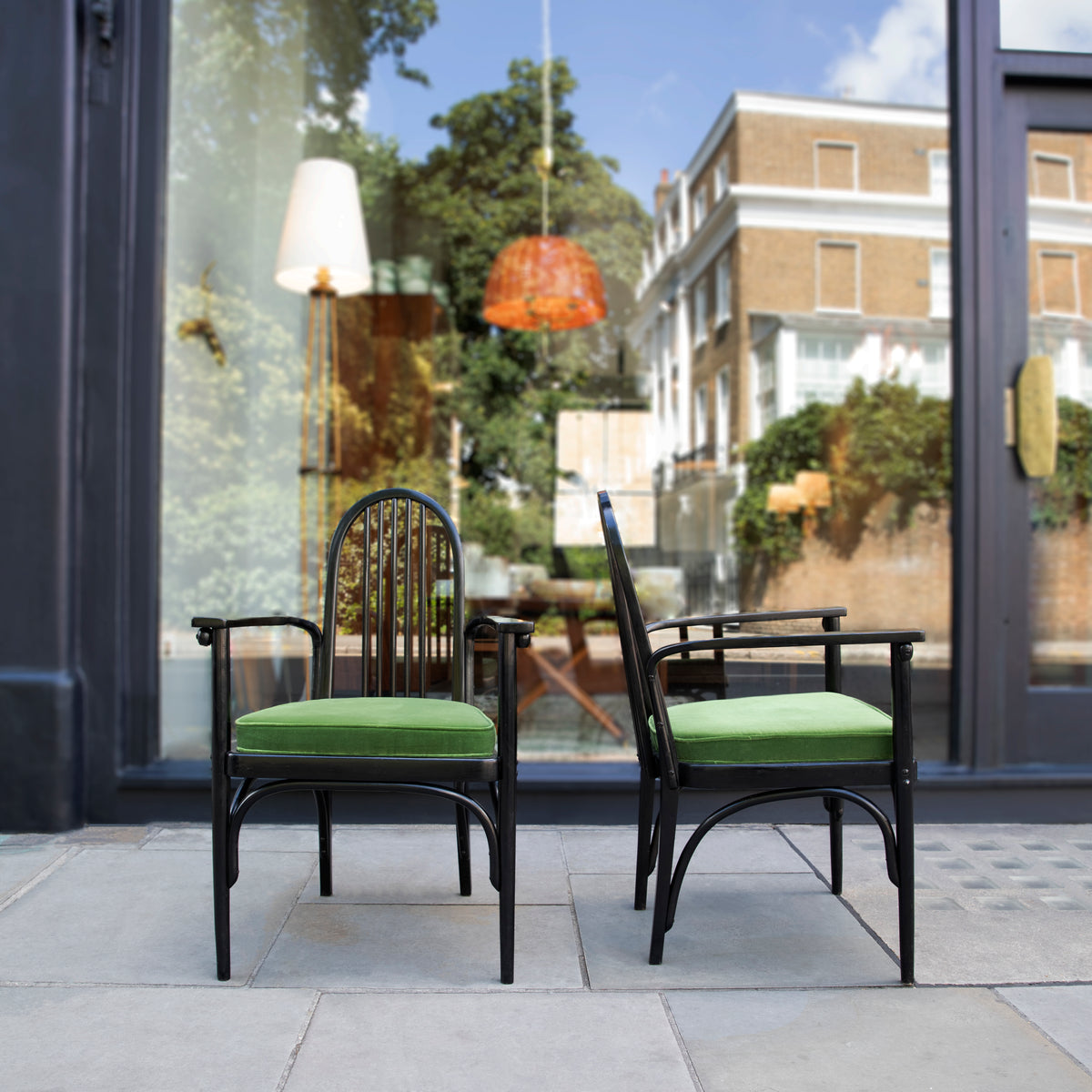 A Pair of Black Lacquered Bentwood Armchairs / J & J Kohn / Circa 1910