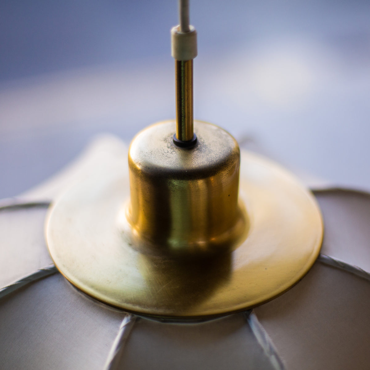 Rare Brass & Textile Pendant Light / Josef Frank, 1950s