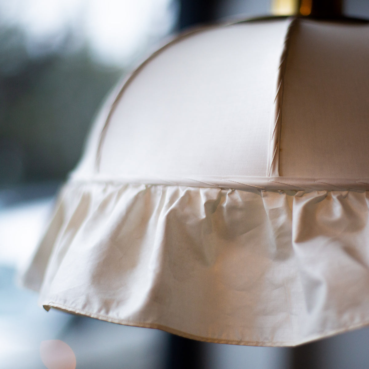 Rare Brass & Textile Pendant Light / Josef Frank, 1950s