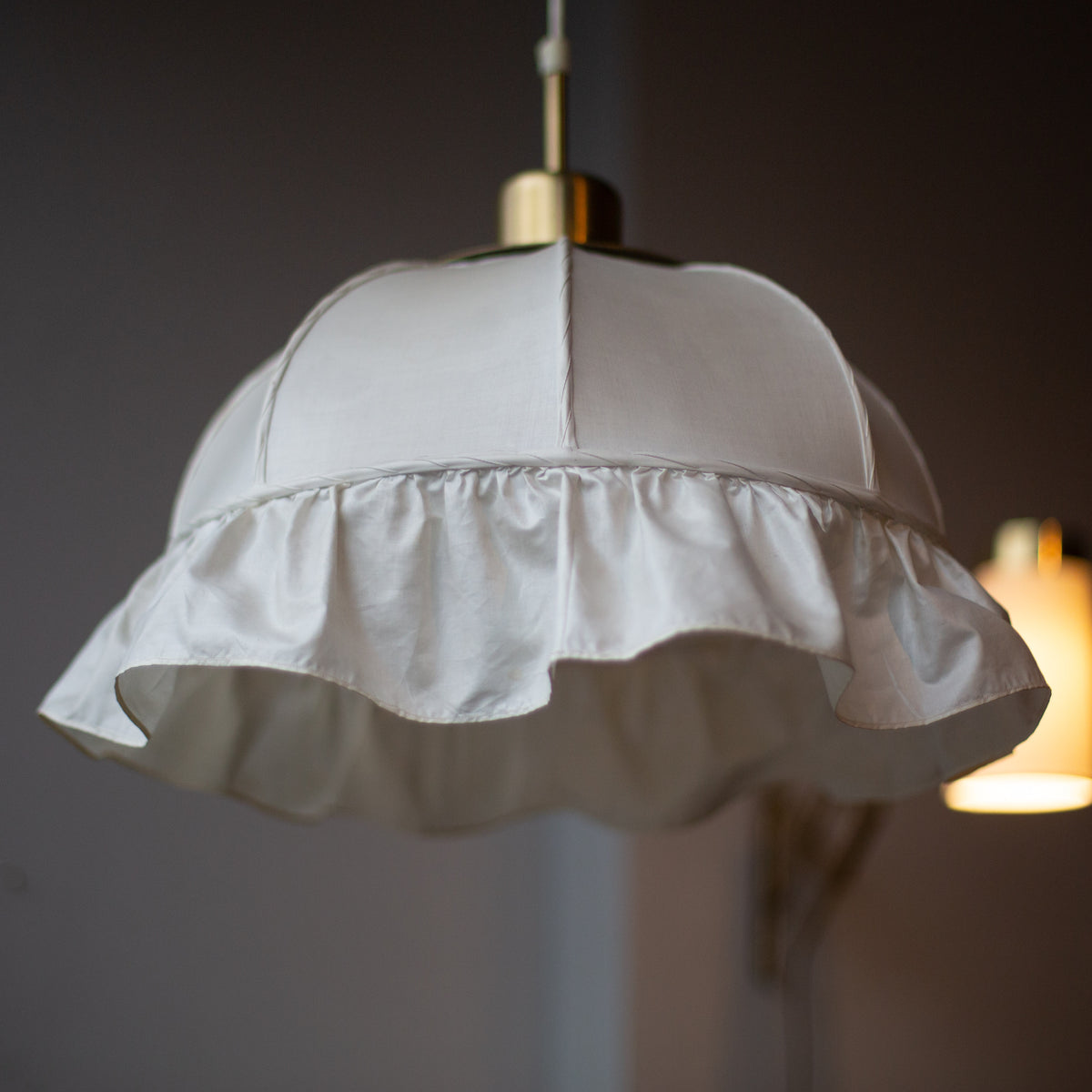 Rare Brass & Textile Pendant Light / Josef Frank, 1950s