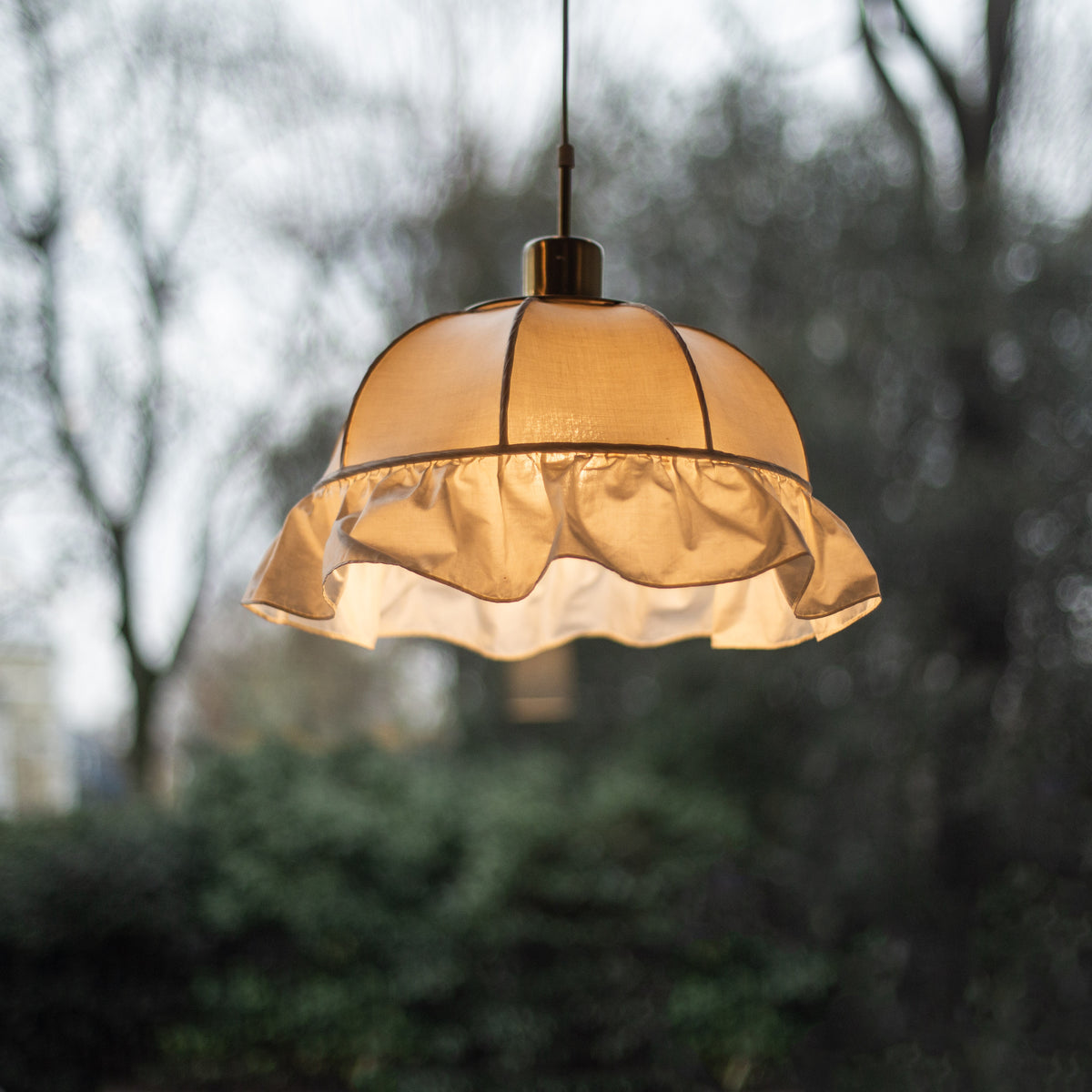 Rare Brass & Textile Pendant Light / Josef Frank, 1950s