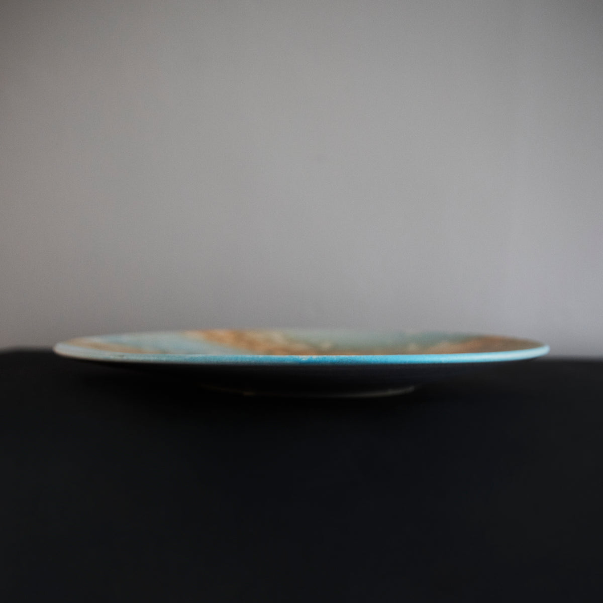 Large Art Plate / Blue, Orange & White Glaze